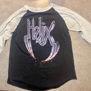Vintage 1984 HELIX TOUR ‘84 concert Raglan T shirt 3/4 sleeve single stitch .